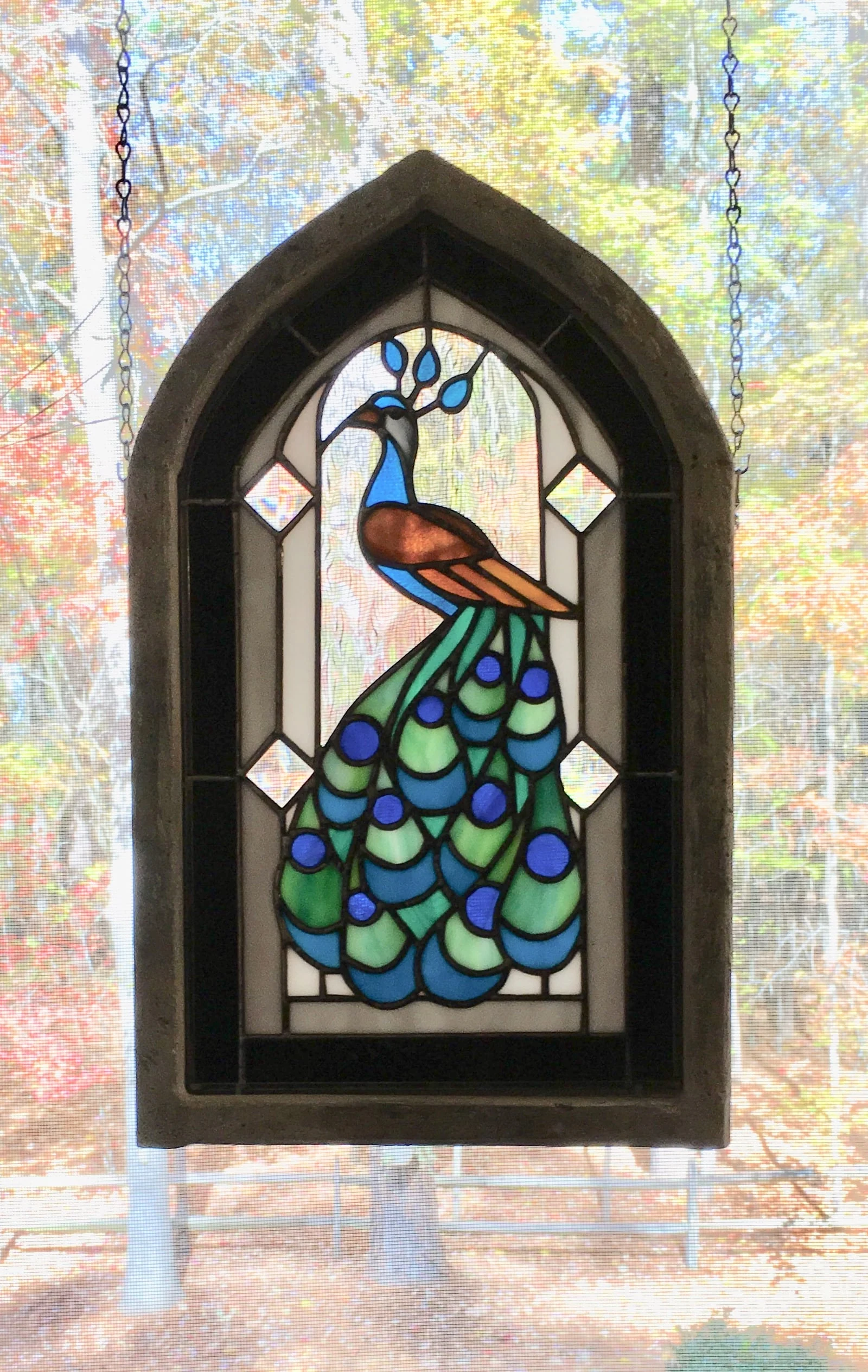 The finished peacock panel