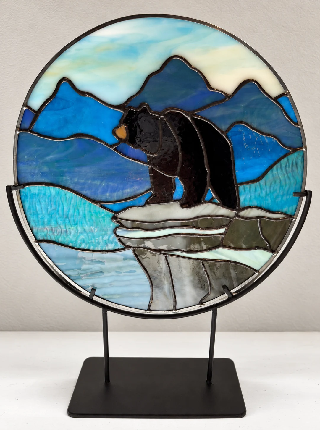 Bear and mountain oval — studio view