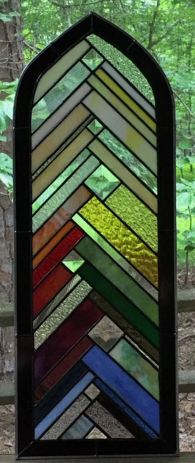Rainbow chevron arched panel — original photograph